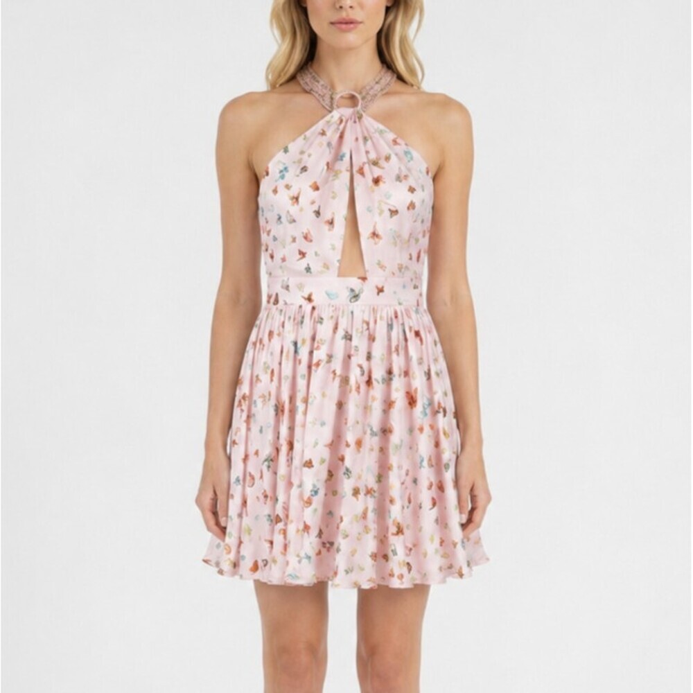 My Beachy Side x Emily in Paris Butterfly Halter Mini Dress Pink NWT - Medium